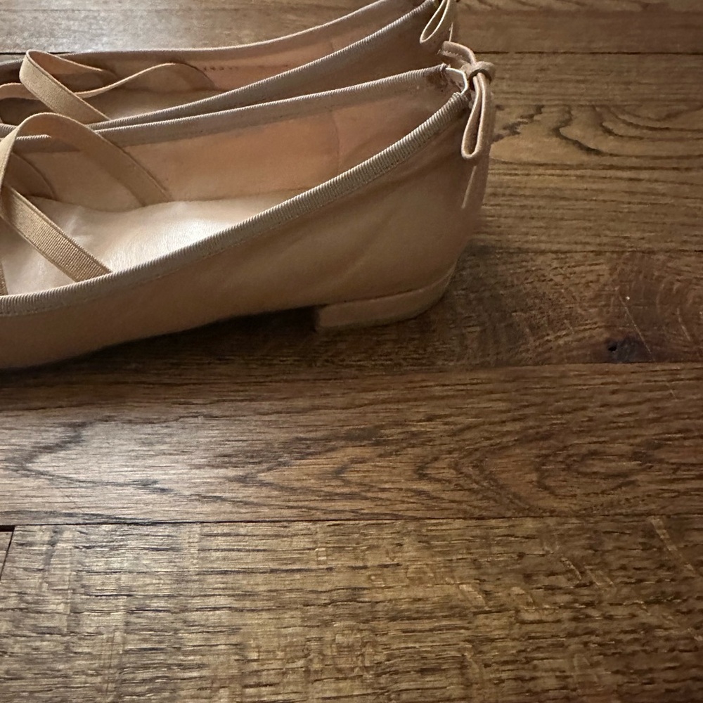 Stuart Weitzman Beige Ballet Flats with Bow Detail - Picture 4 of 8
